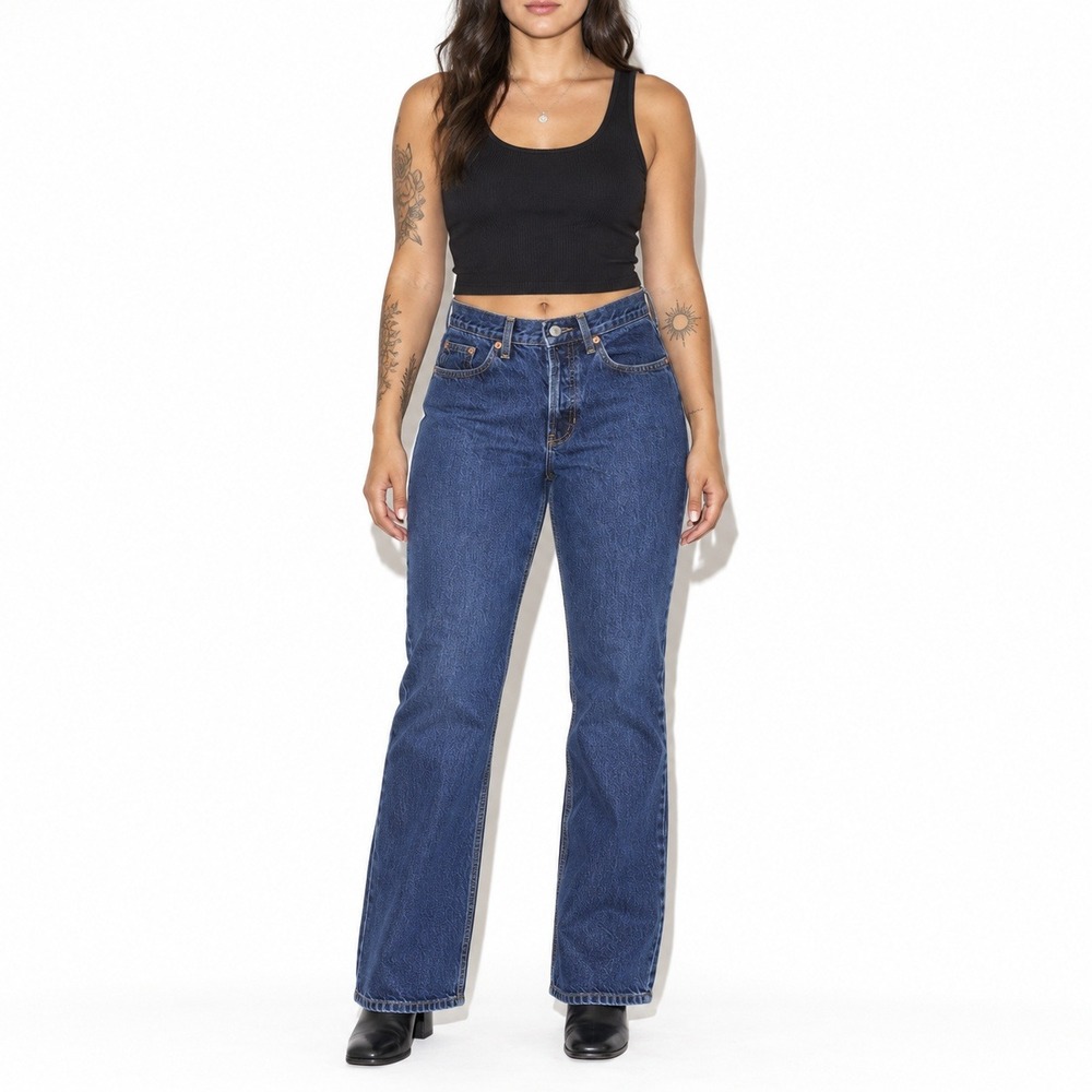 Y2k Vintage Button Fly Boot Cut Jeans Womens 4 Gap Mid Waist Dark Wash Denim USA